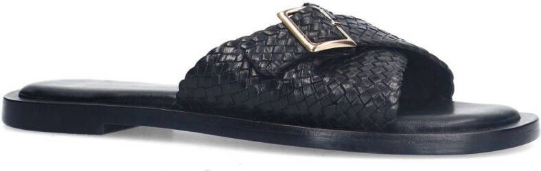 Manfield leren slippers zwart