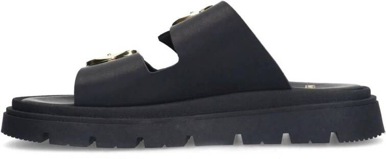 Manfield leren slippers zwart