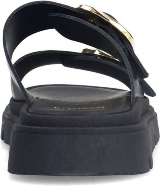 Manfield leren slippers zwart