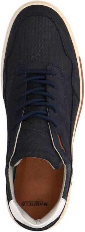 Manfield leren sneakers donkerblauw