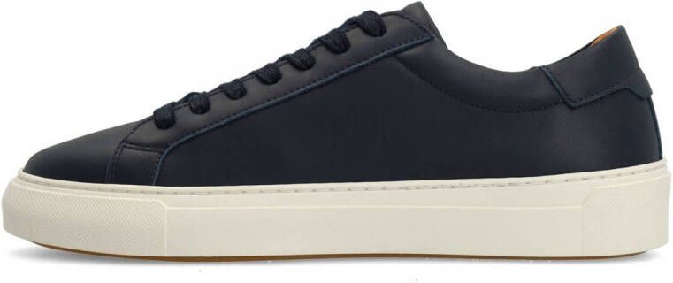 Manfield leren sneakers donkerblauw