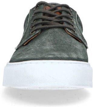 Manfield leren sneakers donkergroen