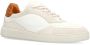 Manfield Heren Witte leren sneakers met beige details - Thumbnail 3