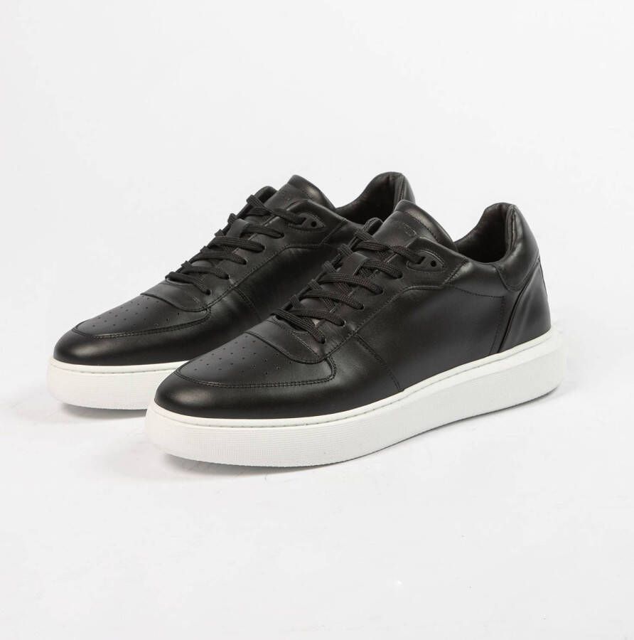 Manfield leren sneakers zwart