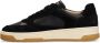 Manfield Heren Zwarte leren sneakers met suède details - Thumbnail 2