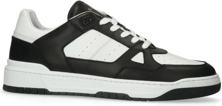 Manfield leren sneakers zwart wit