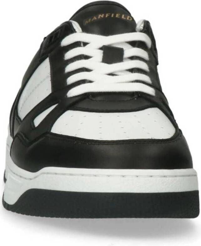 Manfield leren sneakers zwart wit