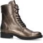 Manfield Dames Goudkleurige metallic leren veterlaarsjes - Thumbnail 2