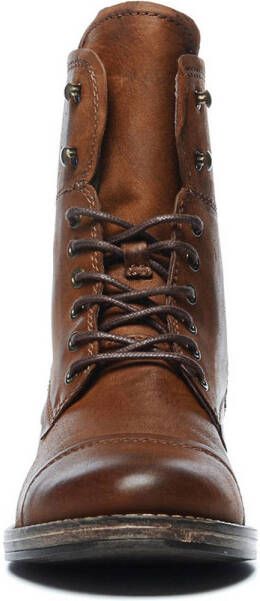 Manfield leren veterboots cognac