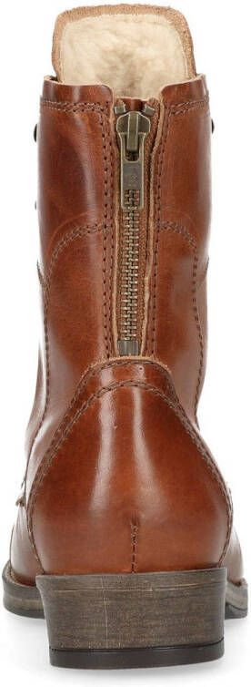 Manfield leren veterboots cognac