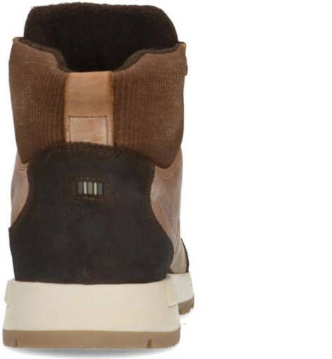 Manfield leren veterboots taupe