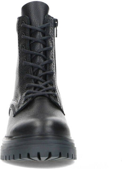 Manfield leren veterboots zwart