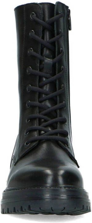 Manfield leren veterboots zwart