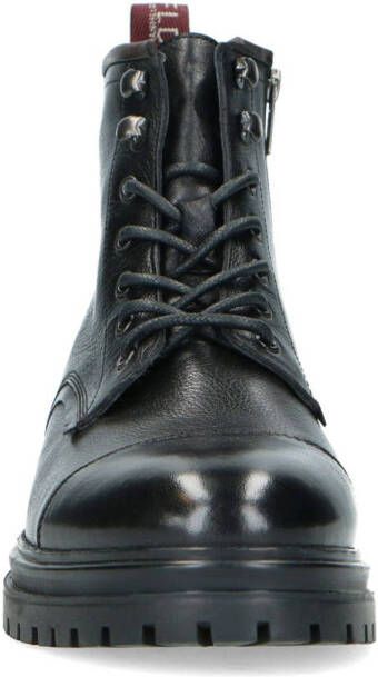 Manfield leren veterboots zwart