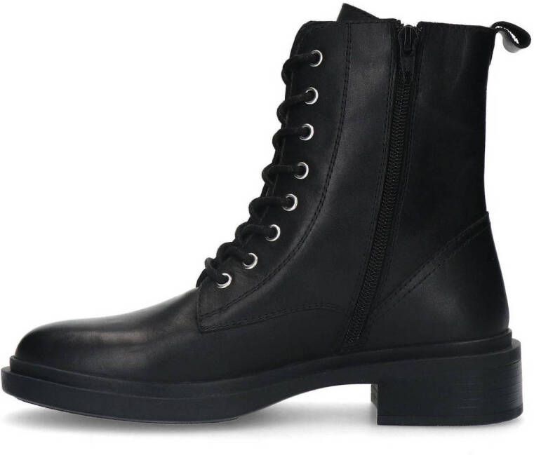 Manfield leren veterboots zwart