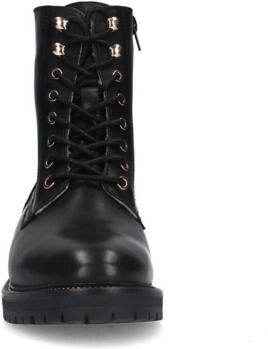 Manfield leren veterboots zwart