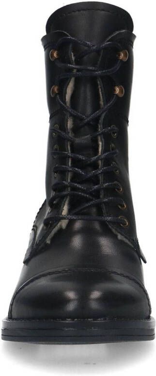 Manfield leren veterboots zwart