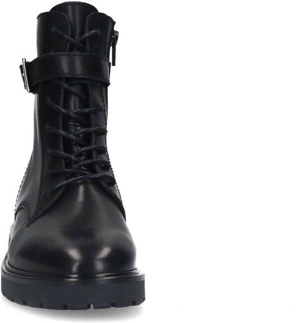 Manfield leren veterboots zwart