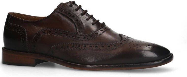 Manfield leren veterschoenen bruin