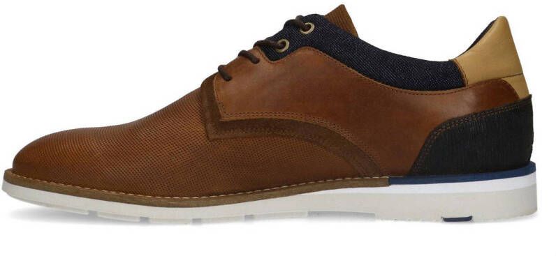 Manfield leren veterschoenen cognac