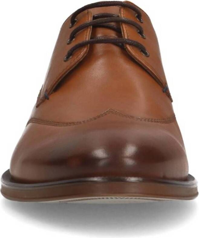 Manfield leren veterschoenen cognac