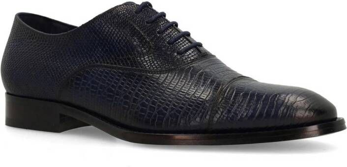 Manfield leren veterschoenen donkerblauw