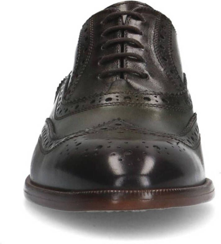 Manfield leren veterschoenen groen