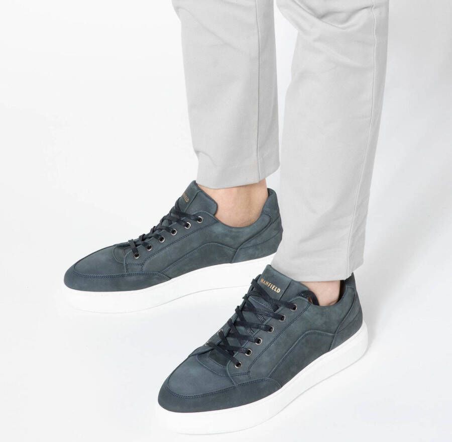 Manfield nubuck sneakers donkerblauw