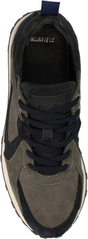 Manfield nubuck sneakers donkerblauw