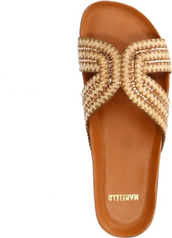 Manfield raffia slippers beige