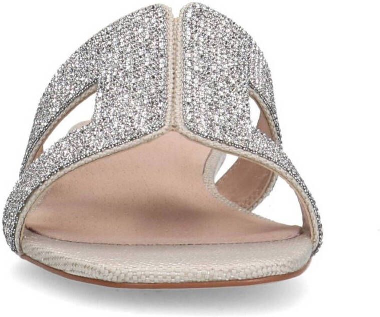 Manfield muiltjes zilver met strass