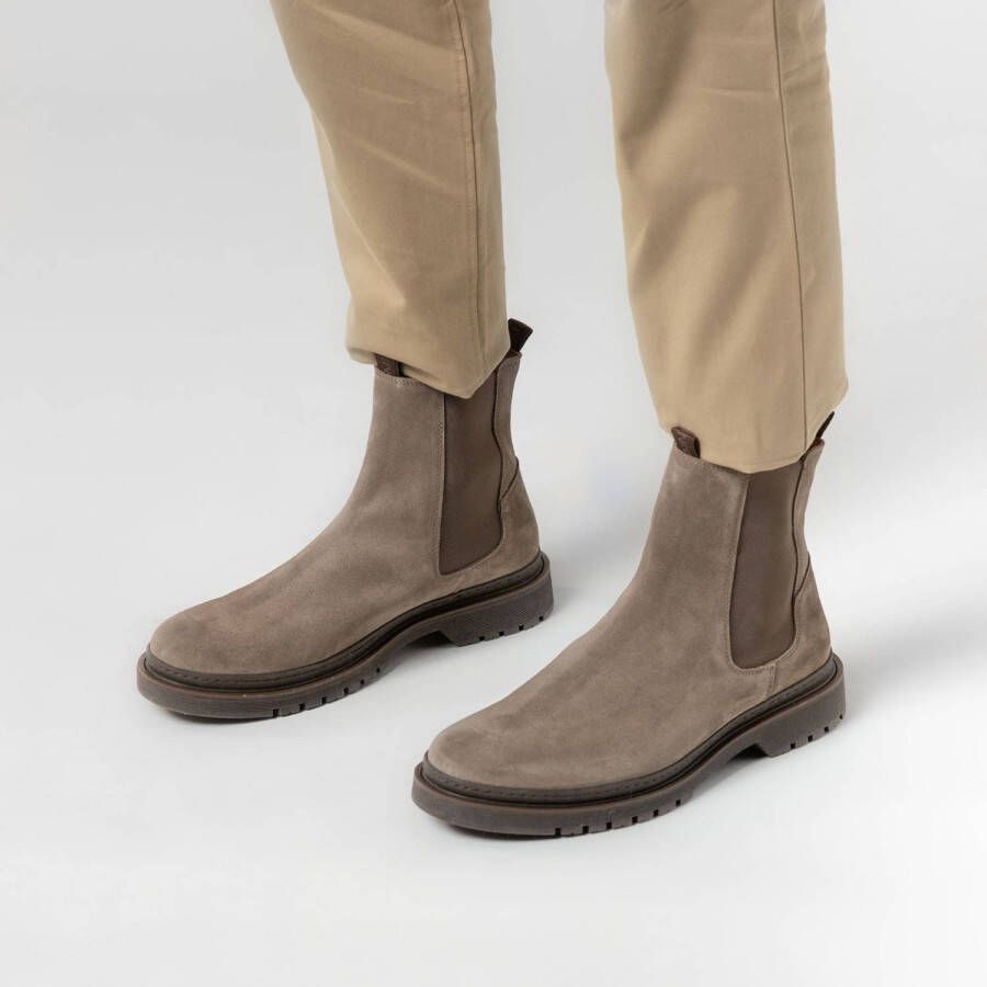 Manfield suède chelsea boots taupe