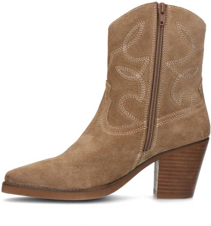 Manfield suède cowboylaarzen beige