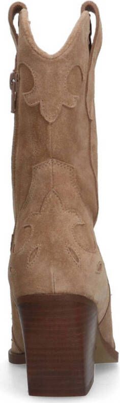 Manfield suède cowboylaarzen met studs beige