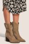 Manfield Dames Beige suède cowboylaarzen met goudkleurige studs - Thumbnail 4