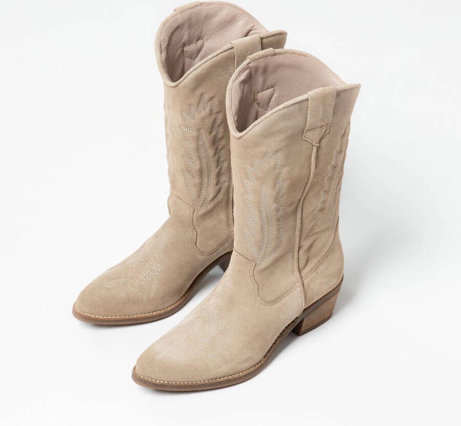 Manfield suède cowboylaarzen taupe