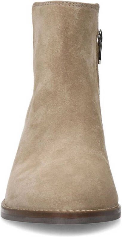 Manfield suède enkellaarzen beige