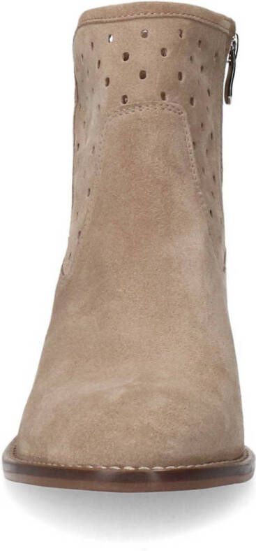 Manfield suède enkellaarzen beige