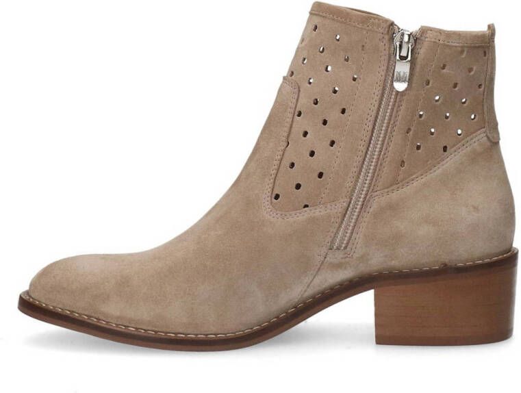 Manfield suède enkellaarzen beige