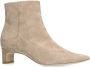 Manfield Dames Beige suède enkellaarsjes met hak - Thumbnail 3