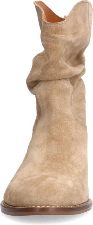 Manfield suède enkellaarzen beige