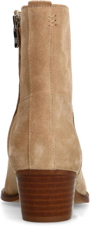 Manfield suède enkellaarzen beige