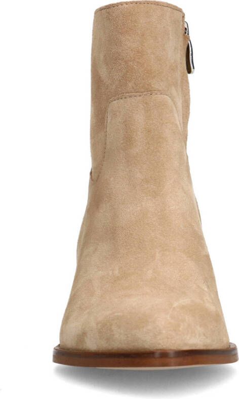 Manfield suède enkellaarzen beige