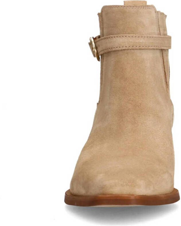 Manfield suède enkellaarzen beige