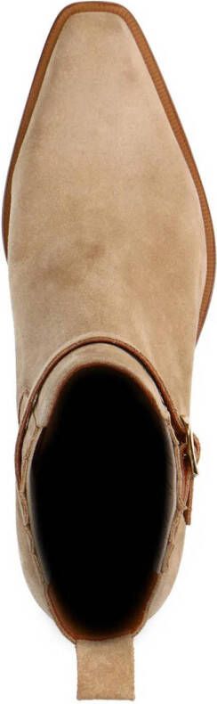 Manfield suède enkellaarzen beige