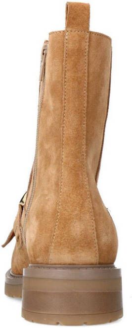 Manfield suède enkellaarzen cognac