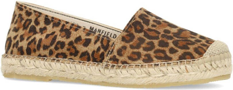 Manfield suède espadrilles beige cognac zwart
