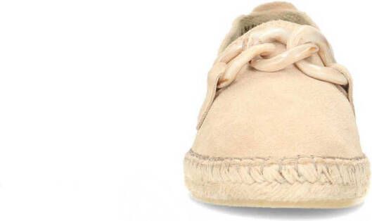 Manfield suède espadrilles met ketting beige