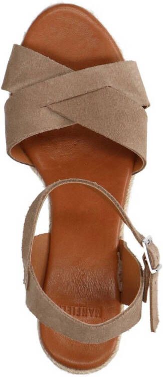 Manfield leren espadrilles taupe metallic