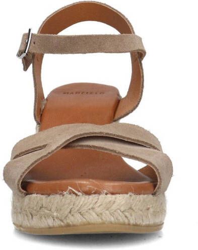 Manfield leren espadrilles taupe metallic